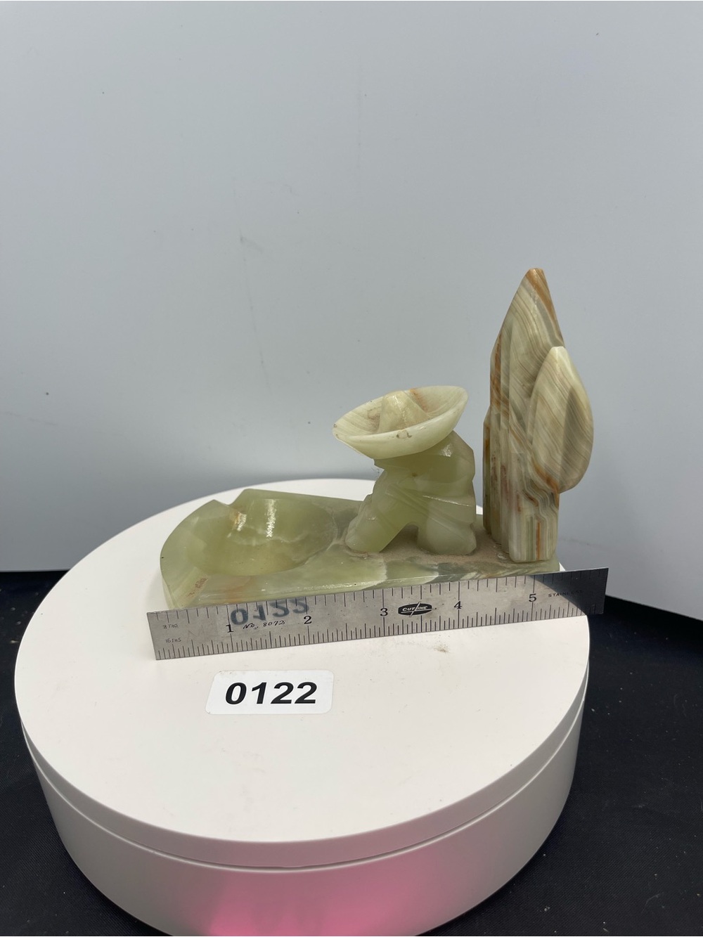 Hand-Carved Green Onyx Figure Decorative Sculpture ashtray
